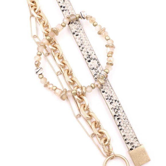 Snake print  bracelet Jewelry - Leather Bracelet Set